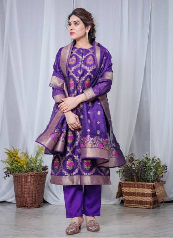 Attrective These Beautiful Looking Partywear Readymade Suits.These Top Are Chanderi Cotton And Bottom Are Crape Silk And Dupatta Are Chanderi Fabricated.Its Beautified With Wevon Disigner.