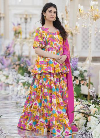 Attrective These Designer Plazzo Suit in Fine Colored Pair With Bottom And Dupatta.These Top And Bottom Are Fabricated On Imported Cotton Pair With Chiffon Dupatta.Its Beautified With Designer Digital Printed.