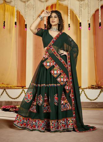 Grab These Navratri Special Lehenga Choli in Fine Colored.These Lehenga Are Georgette Choli Are Georgette And Dupatta Are Fabricated On Georgette Pair.Its Beautified With Designer Thread,Mirror Embroidery Work.