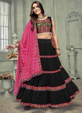 Looking These Navratri Special Lehenga Choli in Fine Colored.These Lehenga Are Georgette Choli Are Georgette And Dupatta Are Fabricated On Georgette Pair.Its Beautified With Designer Thread,Mirror Embroidery Work.