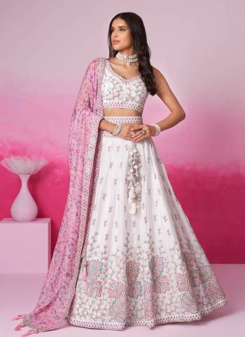 Attrective Looking This Partywear Fine Color Heavy Designer Choli Fabric Georgette And Lahenga Georgette And Dupatta Georgette In Fabricated Beautified With Attrective Designer Thread,Sequance Embroidery Work. Buy Now.