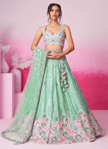 Attrective Looking This Partywear Fine Color Heavy Designer Choli Fabric Georgette And Lahenga Georgette And Dupatta Net In Fabricated Beautified With Attrective Designer Thread,Sequance Embroidery Work. Buy Now.