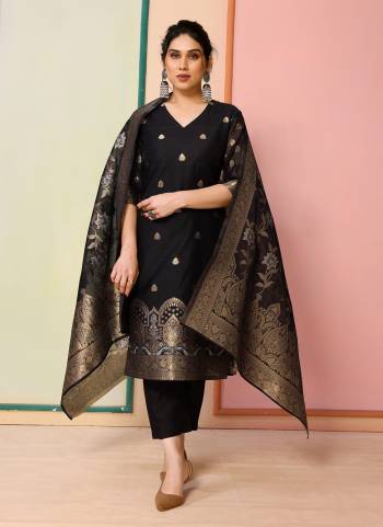 Attrective These Beautiful Looking Partywear Readymade Suits.These Top Are Chanderi And Bottom Are Chanderi And Dupatta Are Chanderi Fabricated.Its Beautified With Wevon Jacquard Disigner.