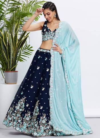 Attrective Looking This Partywear Fine Color Heavy Designer Choli Fabric Georgette And Lahenga Georgette And Dupatta Georgette In Fabricated Beautified With Attrective Designer Thread,Sequance Embroidery Work. Buy Now.