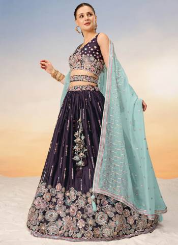 Attrective Looking This Partywear Fine Color Heavy Designer Choli Fabric Satin And Lahenga Satin And Dupatta Organza In Fabricated Beautified With Attrective Designer Thread,Sequance Embroidery Work. Buy Now.