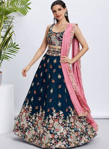 Attrective Looking This Partywear Fine Color Heavy Designer Choli Fabric Organza And Lahenga Organza And Dupatta Organza In Fabricated Beautified With Attrective Designer Thread,Sequance Embroidery Work. Buy Now.