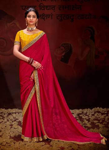 Garb These Party Wear Saree in Fine Colored.These Saree Are Vichitra Silk And Blouse is Fabricated On Raw Silk.Its Beautified With Designer Embroidery Work Blouse And Lace Border With Swarovski Work.