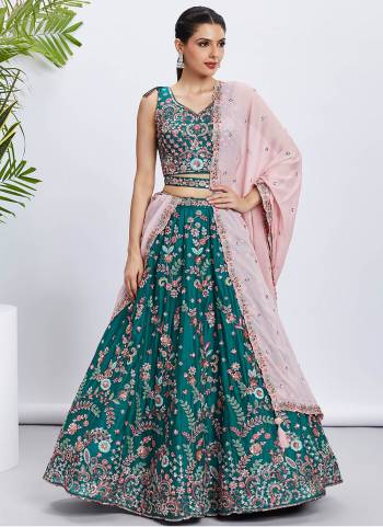 Attrective Looking This Partywear Fine Color Heavy Designer Choli Fabric Georgette And Lahenga Georgette And Dupatta Chiffon In Fabricated Beautified With Attrective Designer Embroidery Work. Buy Now.