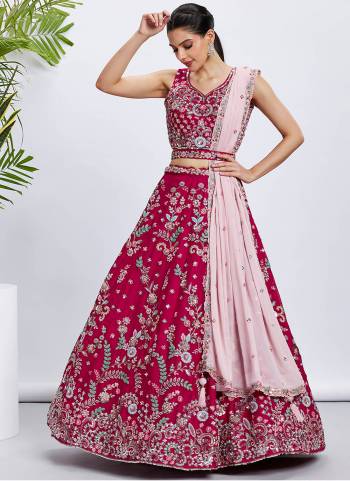 Attrective Looking This Partywear Fine Color Heavy Designer Choli Fabric Georgette And Lahenga Georgette And Dupatta Chiffon In Fabricated Beautified With Attrective Designer Embroidery Work. Buy Now.