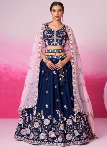 Attrective Looking This Partywear Fine Color Heavy Designer Choli Fabric Satin And Lahenga Satin And Dupatta Satin In Fabricated Beautified With Attrective Designer Embroidery Work. Buy Now.