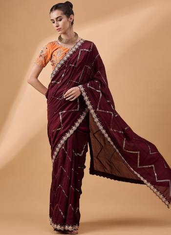 Look Attrective These Designer Party Wear Saree in Fine Colored.These Saree Are Chinon And Blouse Chinon is Fabricated.Its Beautified Desiger Embroidery Work.