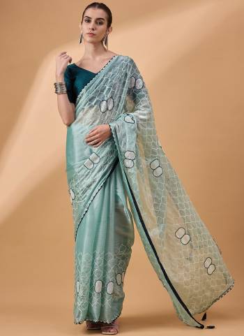 Look Attrective These Designer Party Wear Saree in Fine Colored.These Saree Are Organza And Blouse Art Silk  is Fabricated.Its Beautified Desiger Embroidery Work.