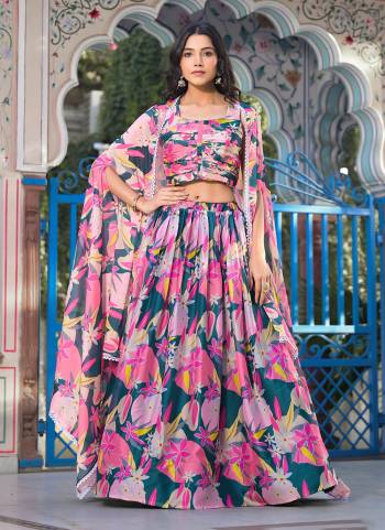 For A Fancy Heavy Designer Look,Grab These Lehenga Choli With Shrug in Fine Colored.These Lehenga And Choli Are Slim Georgette And Dupatta Are Fabricated On Slim Georgette Pair.Its Beautified With Designer Digital Printed,Crushed Blouse.