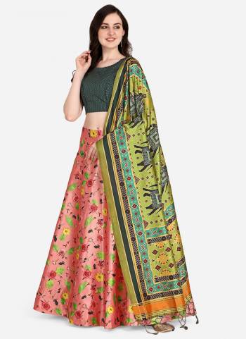 Must have Designer Lehenga Set Crafted Out Of Silk Fabric For Trendy Girlie Looks. Lehenga Is Designed With Stylish Digital Prints For Classy Ethnic Looks