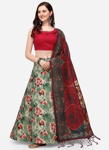 Must have Designer Lehenga Set Crafted Out Of Silk Fabric For Trendy Girlie Looks. Lehenga Is Designed With Stylish Digital Prints For Classy Ethnic Looks