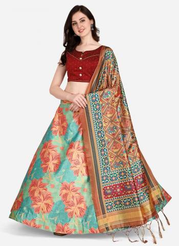 Must have Designer Lehenga Set Crafted Out Of Silk Fabric For Trendy Girlie Looks. Lehenga Is Designed With Stylish Digital Prints For Classy Ethnic Looks