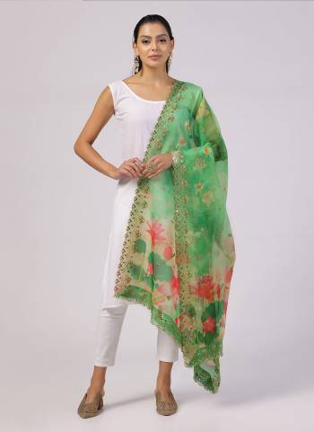 Grab These Beautiful Green Colored Dupatta.This Dupatta is Fabricated On Beautiful Organza Fabric . It Is Beautified With Beautiful Digital Prints And Ethnic Sequins Embroidery Work.