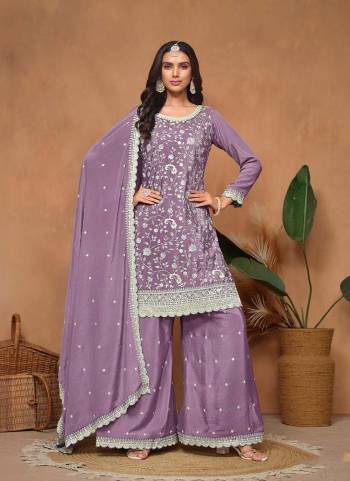 Garb These Party Wear Anarkali Suit in Fine Colored Pair With Bottom And Dupatta. This Suit is fabricated on Chinon Fabric. Its Beautified With Designer Heavy Embroidery And Sequins Work. This Suit Comes with Stitched Palazzo Pant.