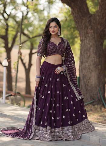 Without Blink Select this Designer Lehenga collection Made with Faux Blooming With Sequins And thread Embroidered work Lehenga Choli with Dupatta. It Is Beautified With Heavy Sequins & Thread Embroidered Work