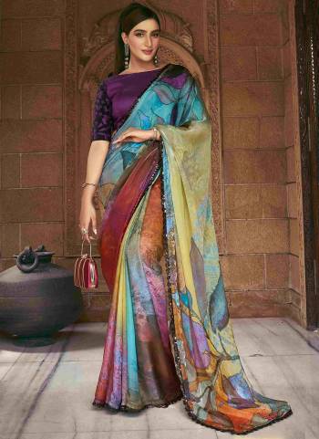 Beautifully Crafted Smart Beads with sequence & abstract print Saree For The Real Fashion Seekers. This Saree Is Fabricated On Satin Silk Fabric With Festive Multicolor Color For Glamorous Looks.