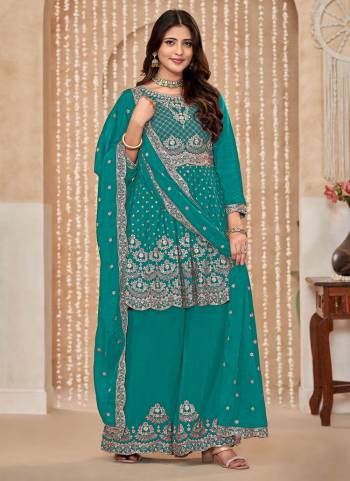 Looking These Designer Paty Wear Palazzo Suit in Fine Colored Pair With Bottom And Dupatta.These Top Are Chinon And Dupatta Are Fabricated On Chinon Pair With Chinon Bottom.Its Beautified With Santoon Inner.Its Beautified With Designer Embroidery Work.