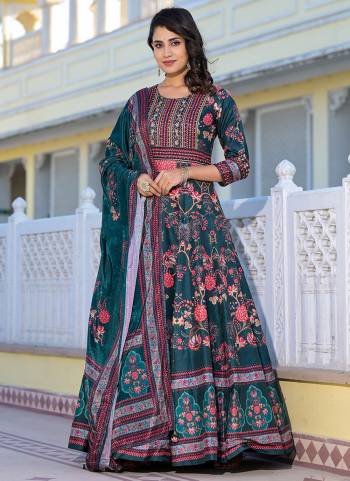 For A Designer Look,Grab These Readymade Gown With Dupatta in Fine Colored.These Gown Are Fabricated On Dola Silk Pair With Chinon Dupatta.Its Beautified With Designer Digital Printed With Hand Work.