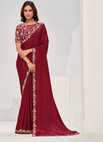 Look Attrective These Designer Party Wear Saree in Fine Colored.These Saree Are Crepe Georgette And Blouse Satin Silk  is Fabricated.Its Beautified Desiger Hand Work.