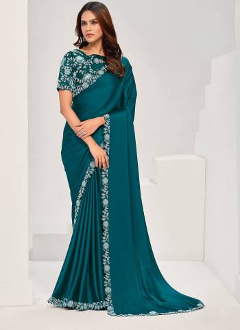 Look Attrective These Designer Party Wear Saree in Fine Colored.These Saree Are Crepe Satin Silk And Blouse Satin Silk  is Fabricated.Its Beautified Desiger Hand Work.