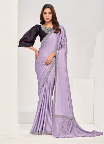 Look Attrective These Designer Party Wear Saree in Fine Colored.These Saree Are Crepe Satin Silk And Blouse Satin Silk  is Fabricated.Its Beautified Desiger Hand Work.