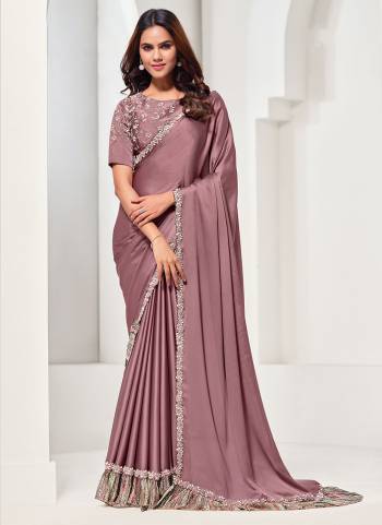 Look Attrective These Designer Party Wear Saree in Fine Colored.These Saree Are Crepe Satin Silk And Blouse Satin Silk  is Fabricated.Its Beautified Desiger Hand Work.