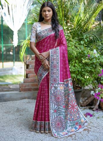 Attrective These Festive Wear Saree in Fine Colored.These Saree And Blouse is Fabricated On Tussar Silk.Its Beautified With Designer Bandhani With Madhubani Printed.