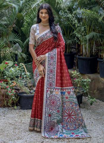 Attrective These Festive Wear Saree in Fine Colored.These Saree And Blouse is Fabricated On Tussar Silk.Its Beautified With Designer Bandhani With Madhubani Printed.