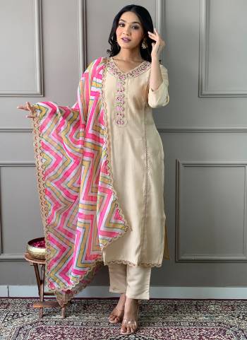 Attrective Looking These Beautiful Looking Readymade Suits.These Top And Bottom Are Viscose Chanderi And Dupatta Nylon Taby Fabricated.Its Beautified With Designer Embroidery Work.