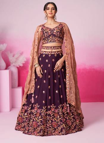 Attrective Looking This Partywear Fine Color Fancy Heavy Designer Choli And Lahenga Fabriced On Chiffon And Dupatta Dhupion Silk In Fabricated Beautified With Attrective Designer Heavy EmbroideryWork. Buy Now.