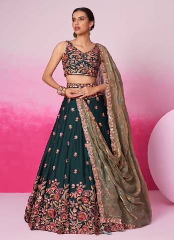 Attrective Looking This Partywear Fine Color Fancy Heavy Designer Choli And Lahenga Fabriced On Chiffon And Dupatta Dhupion Silk In Fabricated Beautified With Attrective Designer Heavy EmbroideryWork. Buy Now.