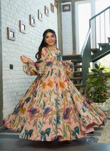 Attrective Looking These Beautiful Looking Readymade Long Gown.These Gown Are Chinon is Fabricated.Its Beautified With Designer Digital Printed.