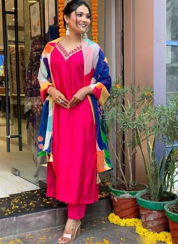 Attrective These Designer Suit in Fine Colored Pair With Bottom And Dupatta.These Top And Bottom Are Fabricated On Viscose Chanderi Pair With Taby Dupatta.Its Beautified With Designer Embroidery Work,Printed.