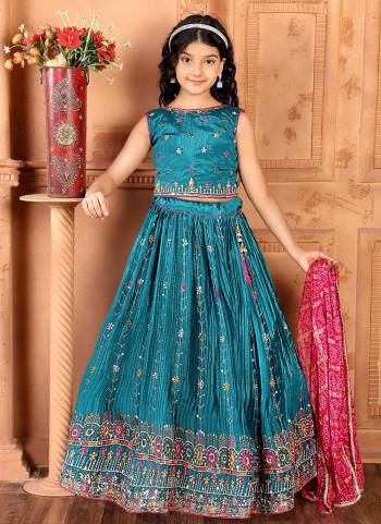 For A Designer Look,Grab These Kidswear Readymade Lehenga Choli in Fine Colored.These Lehenga And Choli Are Fabricated On Chinon Pair With Chinon Dupatta.Its Beautified With Designer Multy Thread,Sequance Embroidery Work With Printed Dupatta.