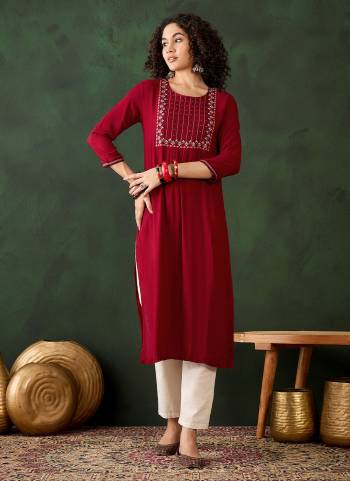 Attrective These Beautiful Looking Readymade Kurti.These Kurtis Fabricated On Viscose Rayon.Its Beautified With Designer Embroidery Work.