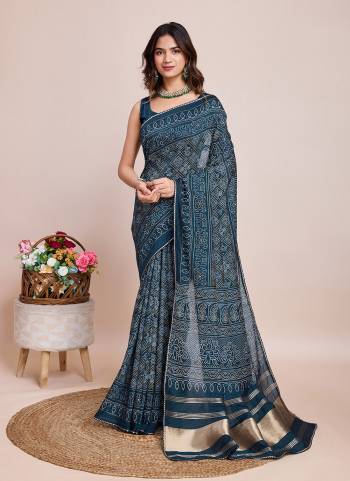 Attrective This Partywear Saree Paired With Blouse.This Saree And Blouse Are Cotton Silk Based Fabric With Weaving Jari Pallu With Bandhani Printed Designer. Buy This Pretty Saree Now.