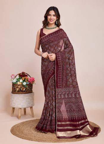 Attrective This Partywear Saree Paired With Blouse.This Saree And Blouse Are Cotton Silk Based Fabric With Weaving Jari Pallu With Bandhani Printed Designer. Buy This Pretty Saree Now.