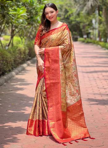  Looking These Party Wear Saree in Fine Colored.These Saree And Blouse is Fabricated On Silk.Its Beautified With Weaving Meenakari Jal Designer.