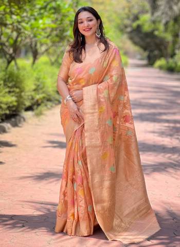 Attrective These Party Wear Saree in Fine Colored.These Saree And Blouse is Fabricated On Organza.Its Beautified With Weaving Meenakari Jaal Designer.