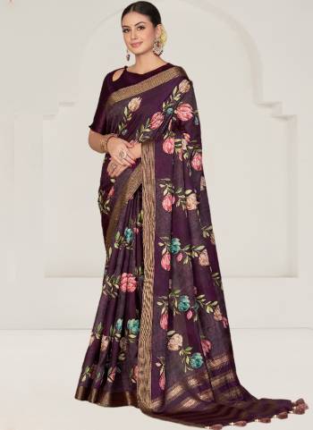 Look Attrective These Designer Party Wear Saree in Fine Colored.These Saree Are Rangkat Tusser Silk And Blouse Raw Silk is Fabricated.Its Beautified Wevon Desiger With Printed, Embroidery Work.