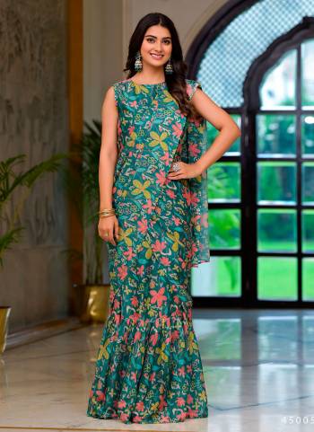 Attrective These Party Wear Gown Style Readymade Saree in Fine Colored.These Saree Are Imported Georgette And Blouse is Fabricated On Imported Georgette Pair.Its Beautified With Designer Printed.