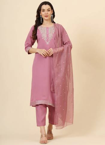 Attrective These Beautiful Looking Readymade Suits.These Top And Bottom Are Muslin Silk Blend And Dupatta Are Silk Blend Fabricated.Its Beautified With Disigner Embroidery Work.