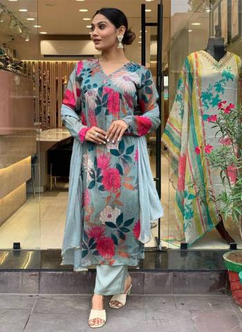 Looking These Beautiful Looking Readymade Suits.These Top Are Russion Silk And Bottom Are Rayon Slub And Dupatta Georgette Fabricated.Its Beautified With Designer Printed With Embroidery Work.