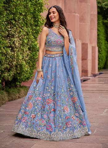 Attrective Looking This Partywear Fine Color Fancy Heavy Designer Choli And Lahenga Fabriced On Organza And Dupatta Organza In Fabricated Beautified With Attrective Designer Heavy Embroidery Work. Buy Now.