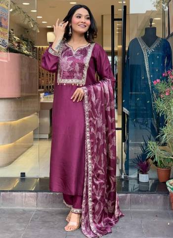 Attrective Looking These Beautiful Looking Readymade Suits.These Top And Bottom Are Viscose Chanderi And Dupatta Chanderi Fabricated.Its Beautified With Designer Embroidery Work With Printed.