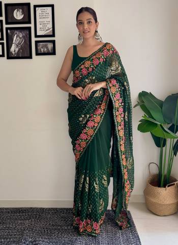 Attrective These Party Wear Saree in Fine Colored.These Saree Are Georgette And Blouse is Mono Banglori Fabricated.Its Beautified With Designer Thread,Sequance Embroidery Work.